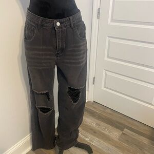 Stylish Distressed Black Jeans